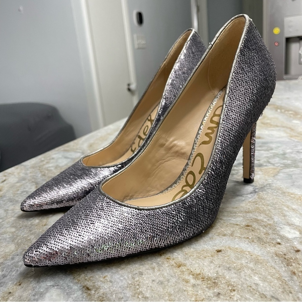 Sam Edelman Women's  Hazel Pointy Toe Metallic Sequin Pumps Shoes Size 8